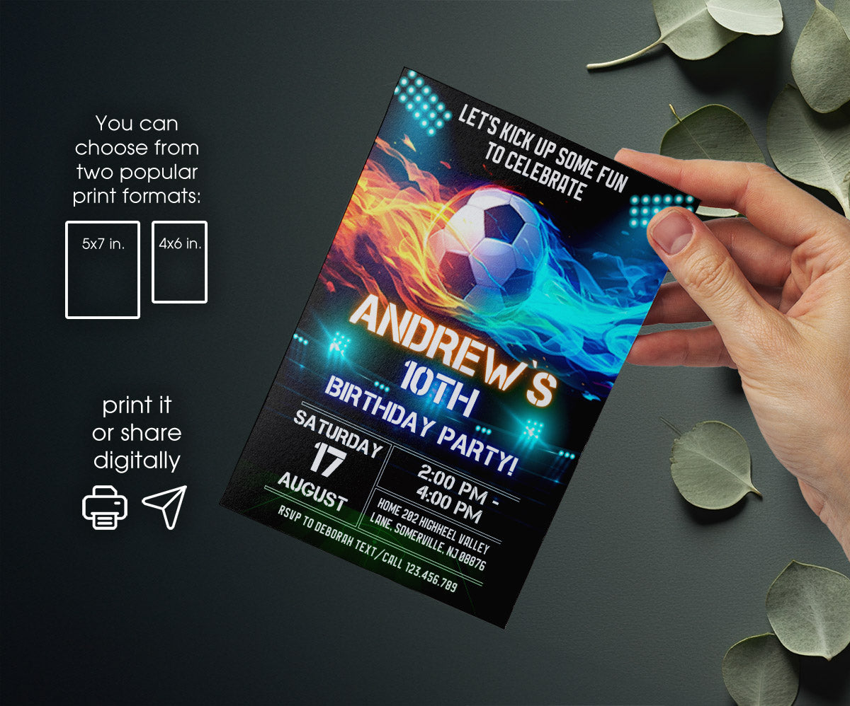 Soccer Champion League FC customizable invitation template | Share or Print | boy | MU681