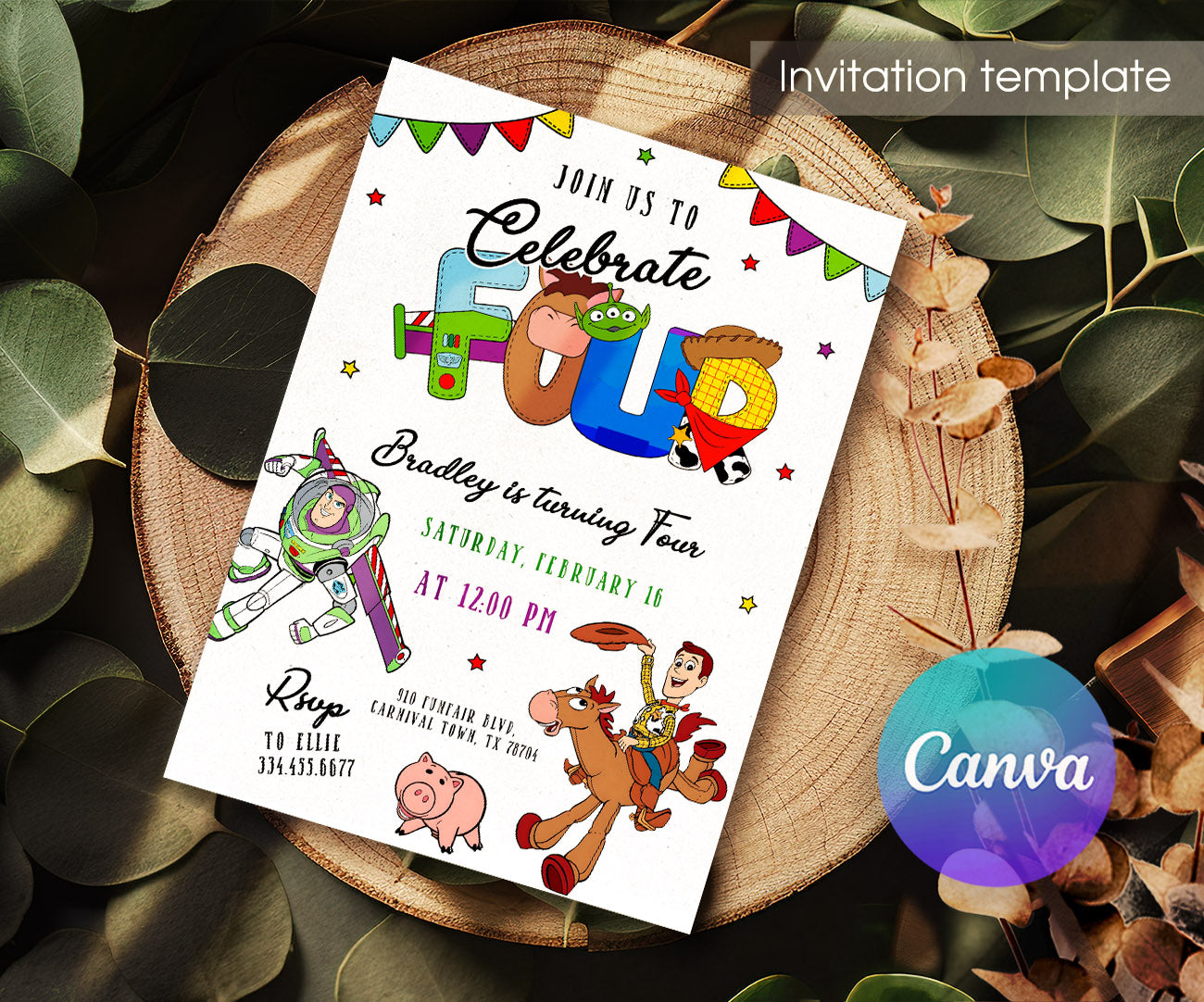 Toy Story Woody customizable invitation template | Share or Print | FT248