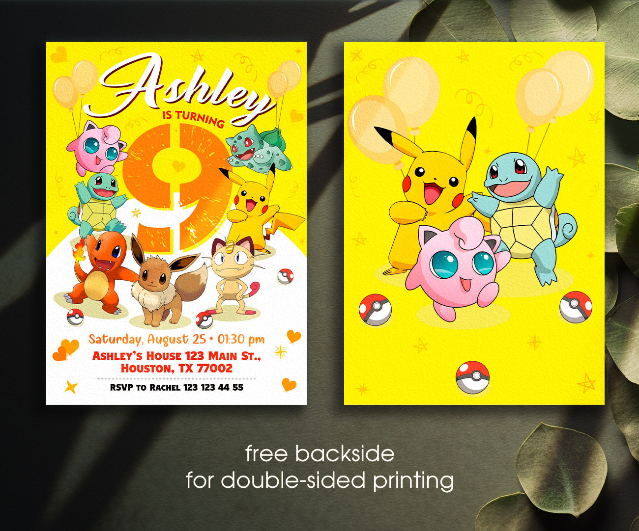 Pokemon Pikachu customizable invitation template | Share or Print | LC037