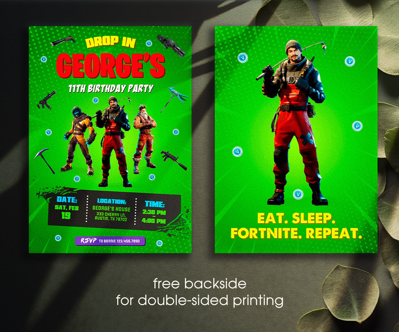 Fortnite Gamer customizable invitation template | Share or Print | boy | QV846