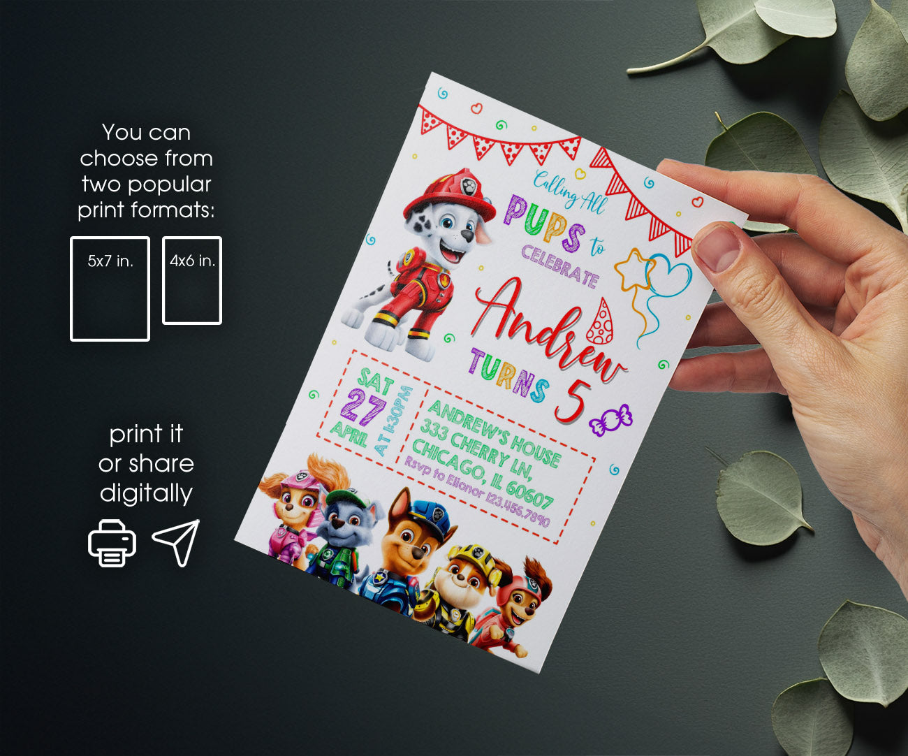 PAW Patrol customizable invitation template | Share or Print | QE150