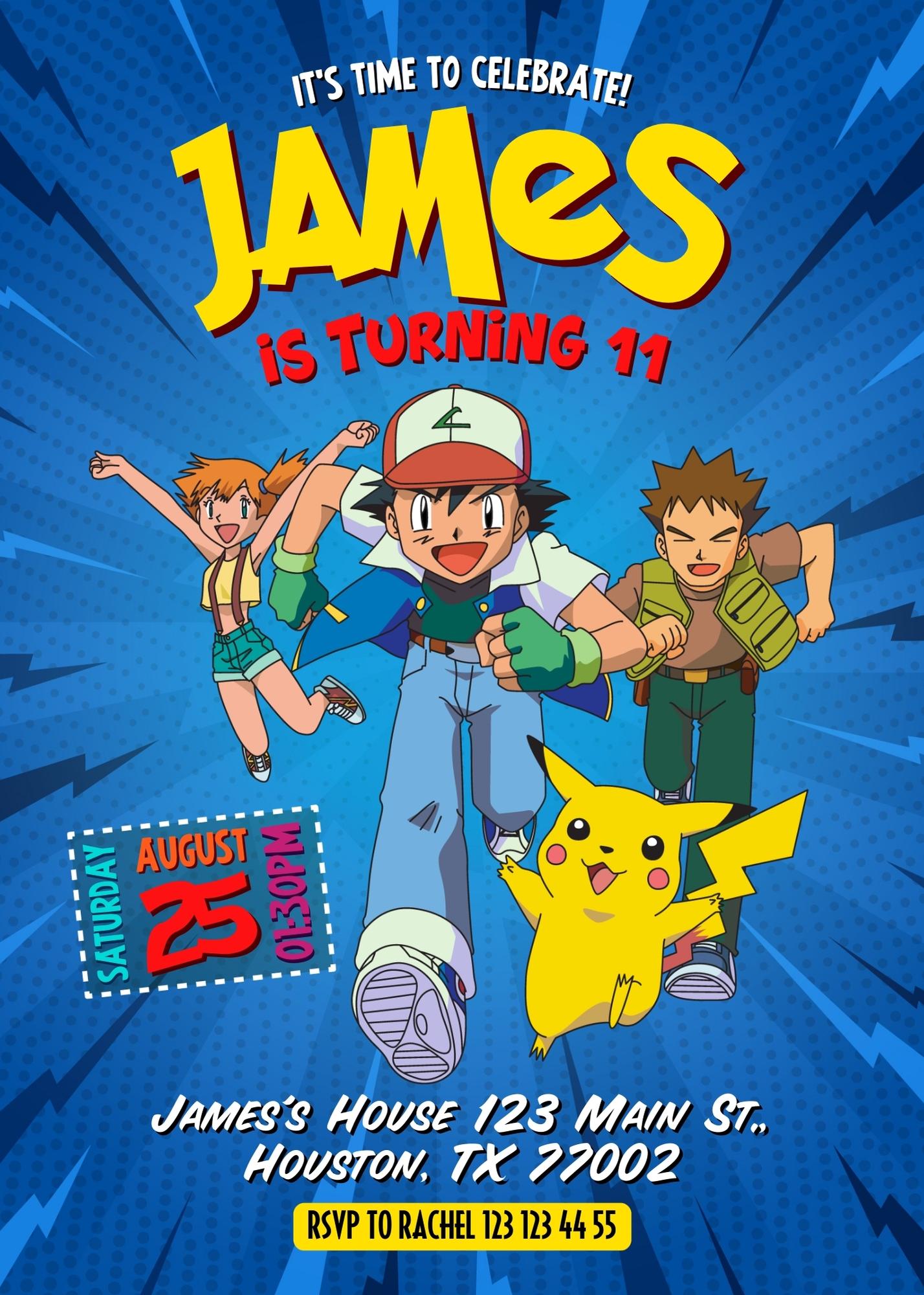 Pokemon Pikachu customizable invitation template | Share or Print | YE960