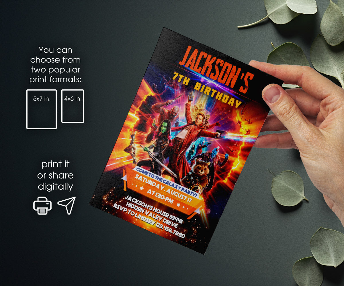 Guardians of The Galaxy Superhero customizable invitation template | Share or Print | boy | AJ087