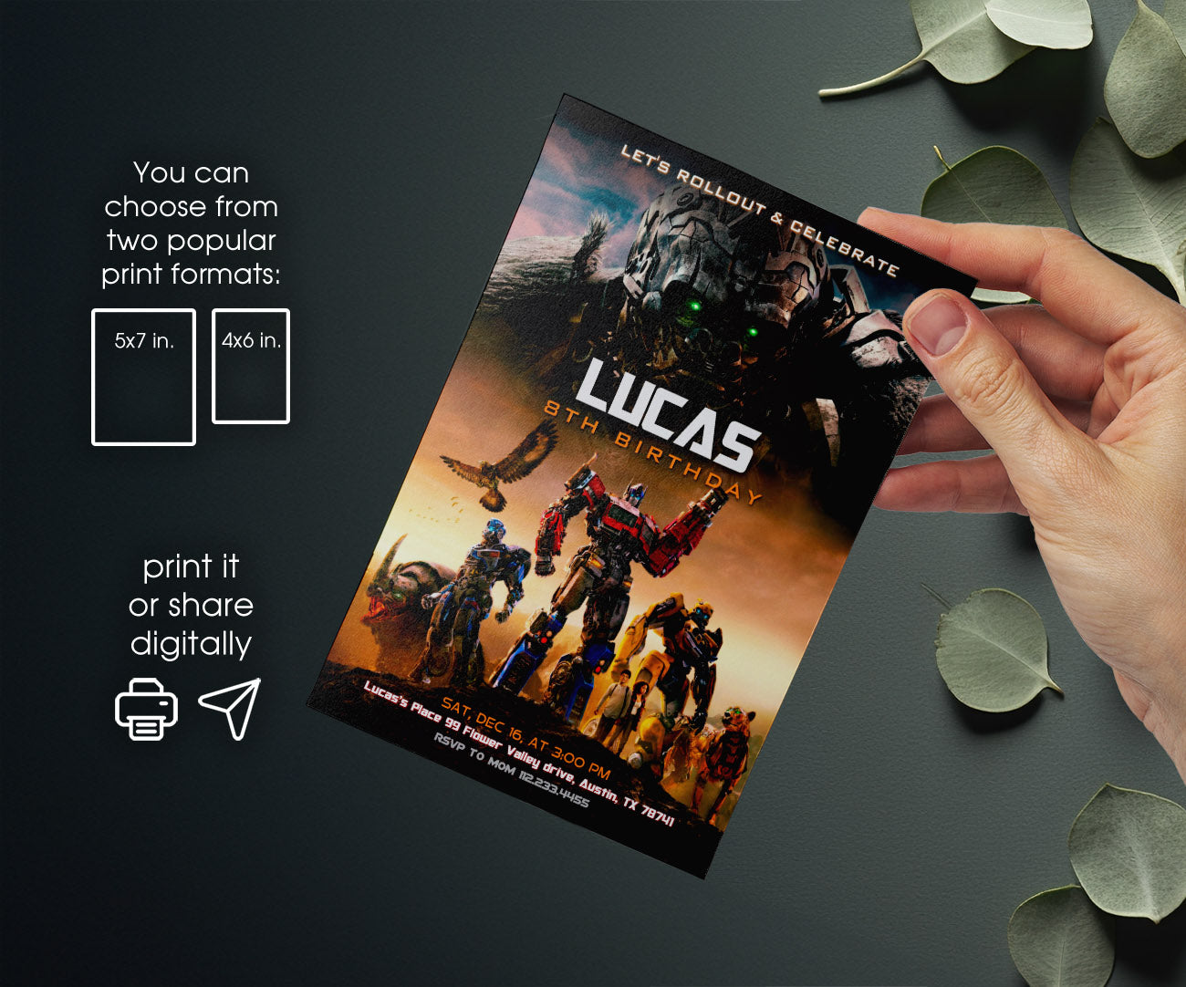 Transformers Rescue Bots customizable invitation template | Share or Print | boy | RD343