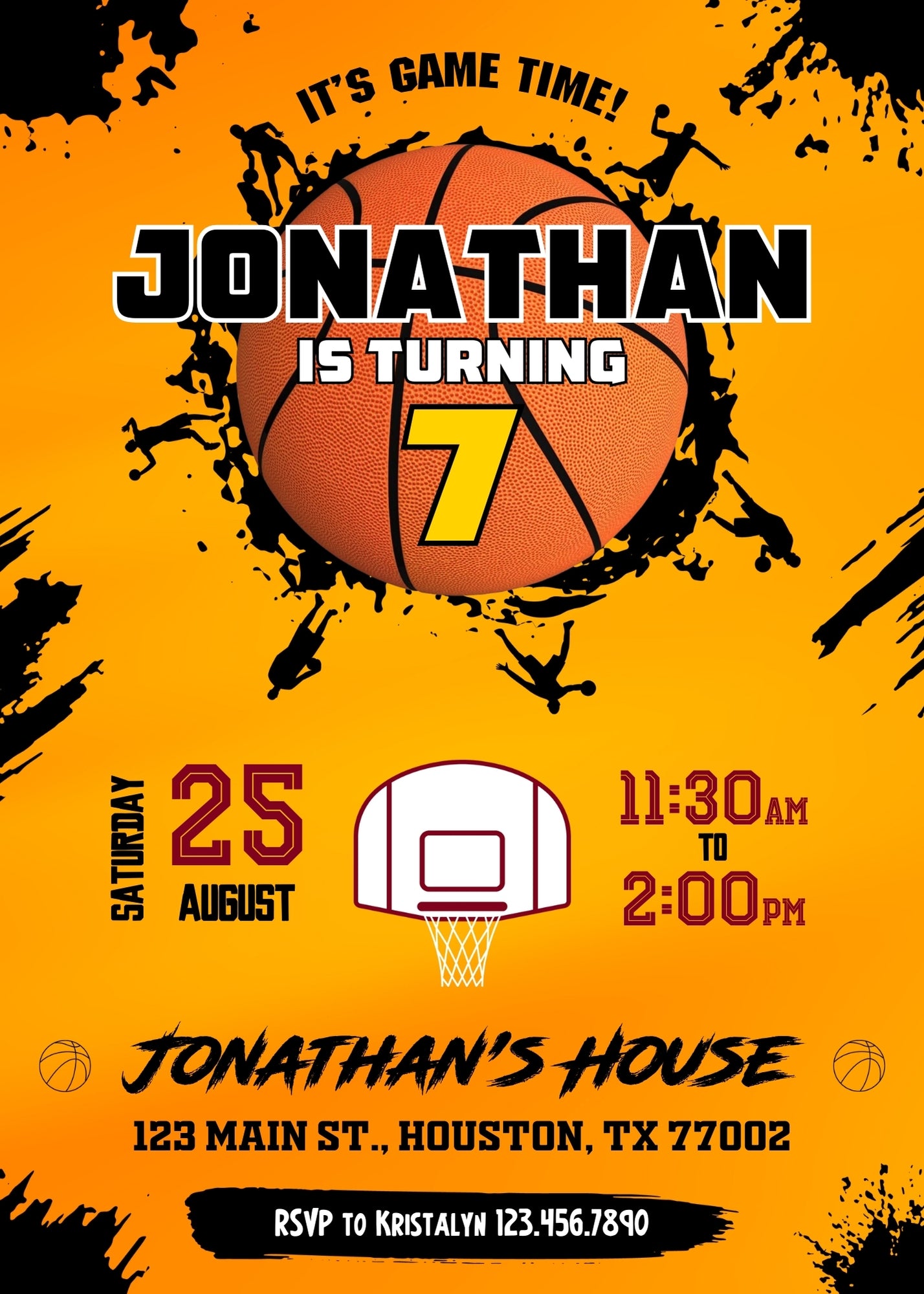 Basketball NBA Slam Dunk customizable invitation template | Share or Print | boy | XO625