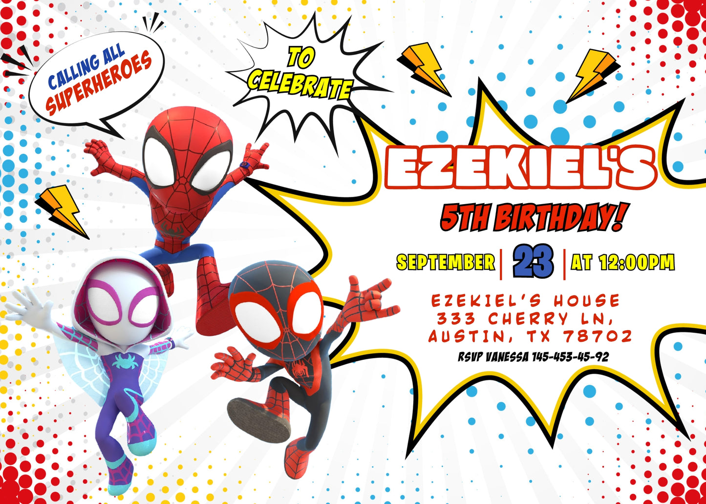 Spidey and His Amazing Friends customizable invitation template | Share or Print | boy | QP596
