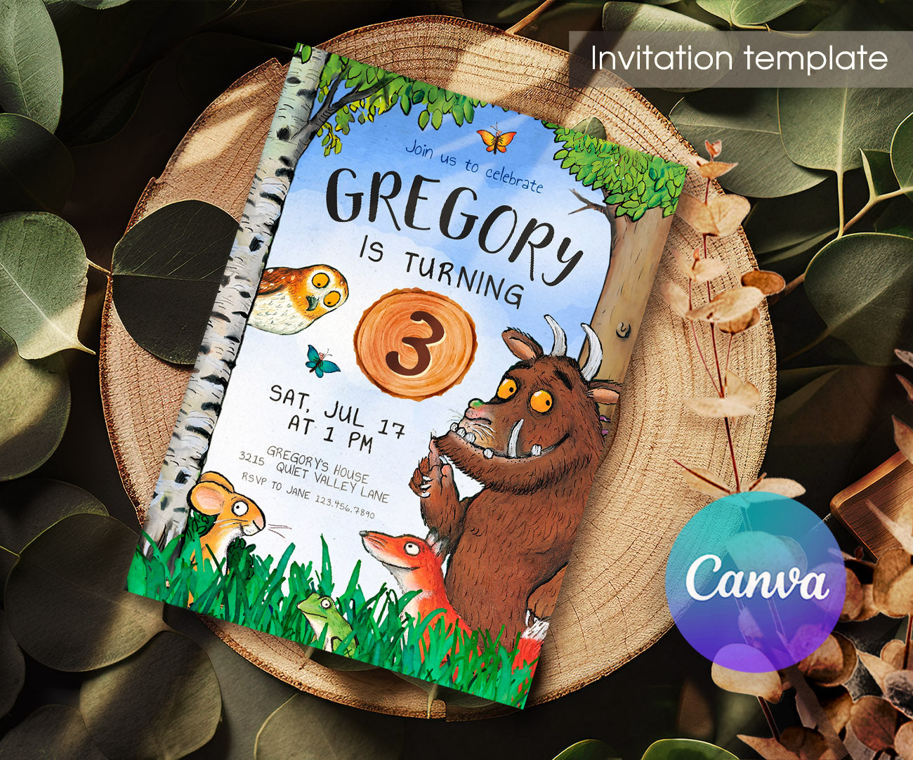 Gruffalo customizable invitation template | Share or Print | MF201
