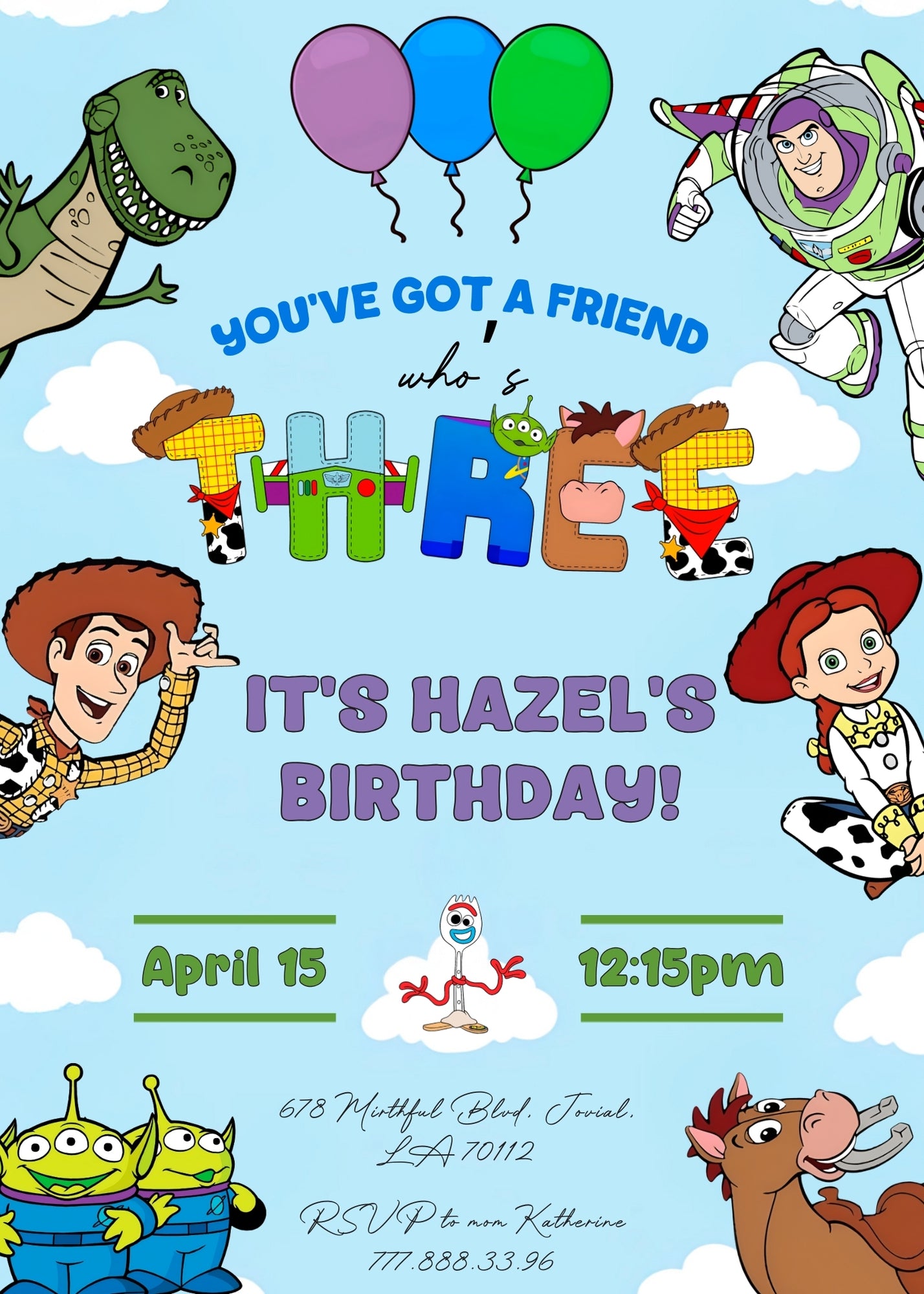 Toy Story Woody customizable invitation template | Share or Print | NI462