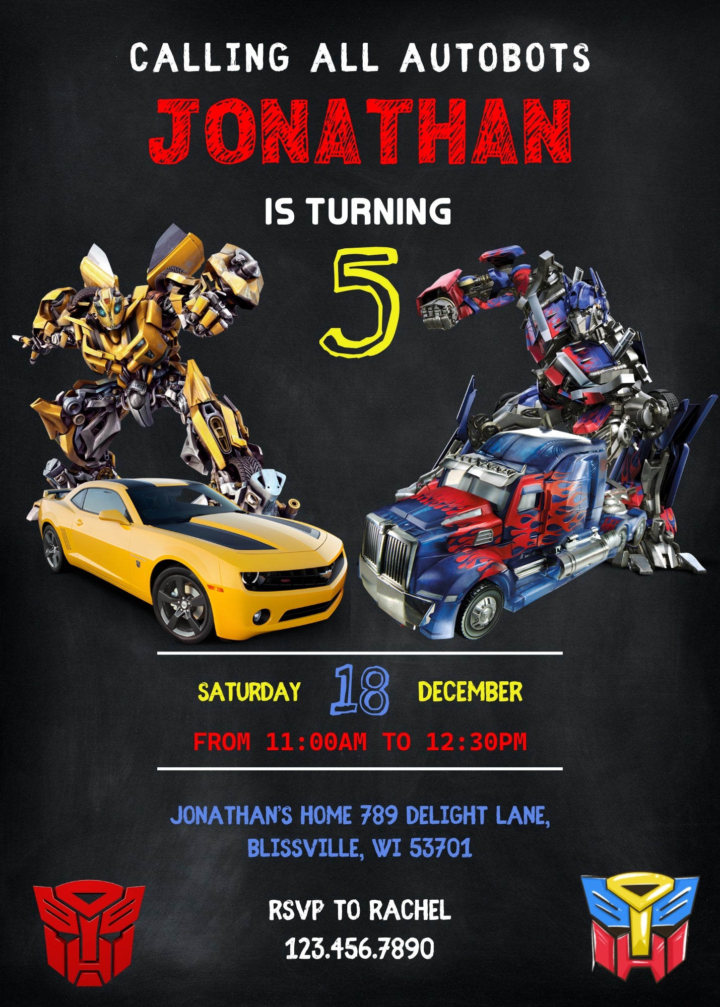 Transformers Rescue Bots customizable invitation template | Share or Print | boy | SC869