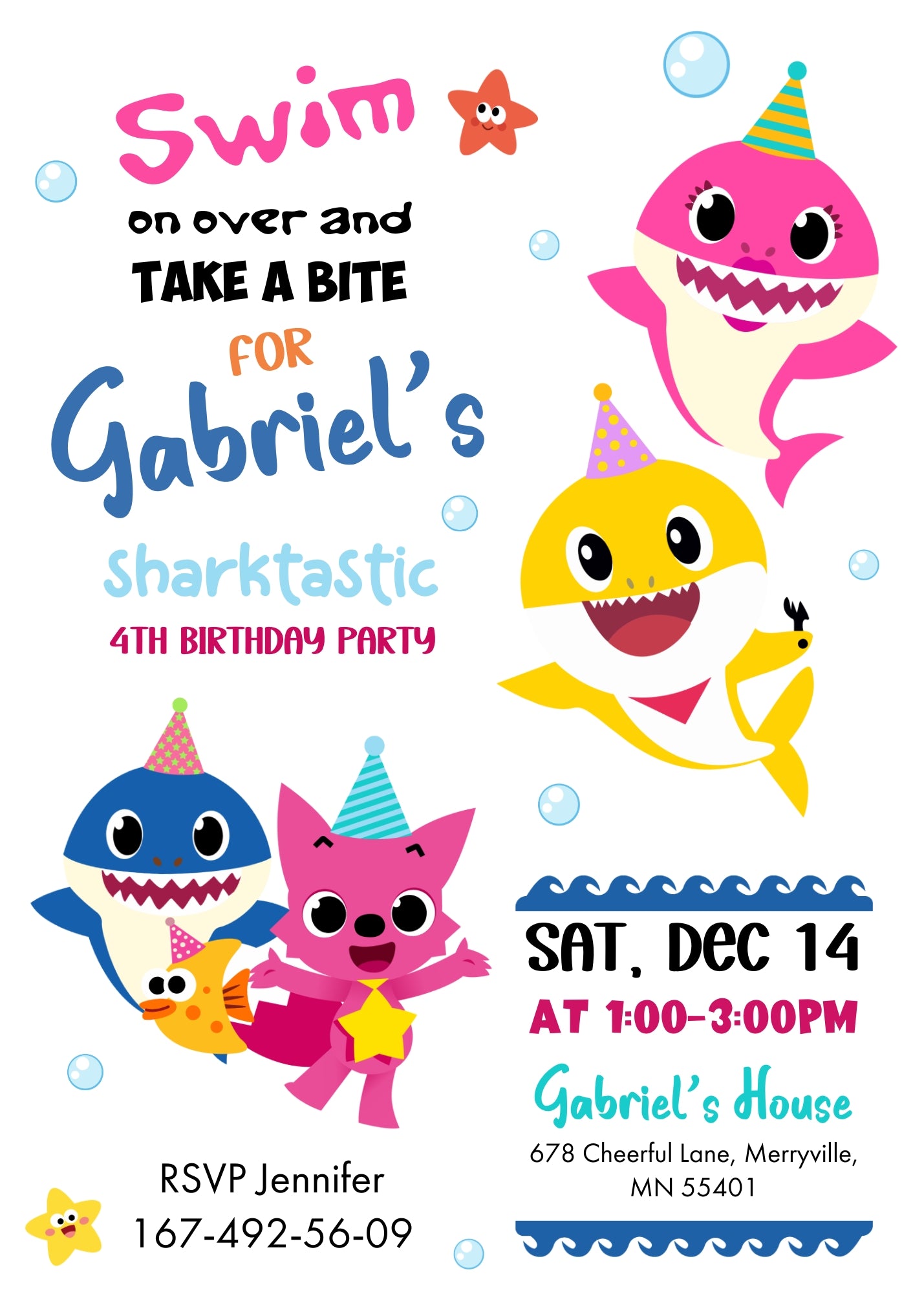 Baby Shark customizable invitation template | Share or Print | AB854