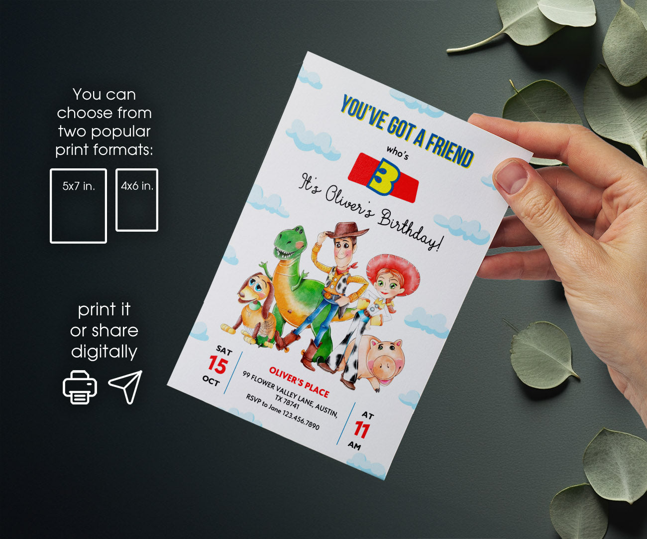 Toy Story Woody customizable invitation template | Share or Print | OH836