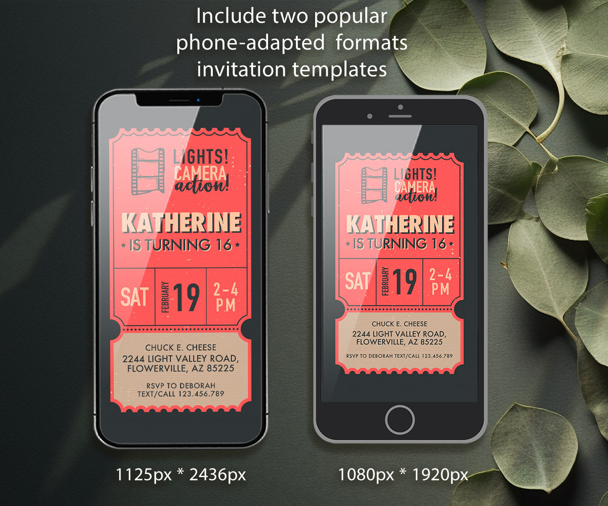 Hollywood Movie Party customizable invitation template | Share or Print | IN360