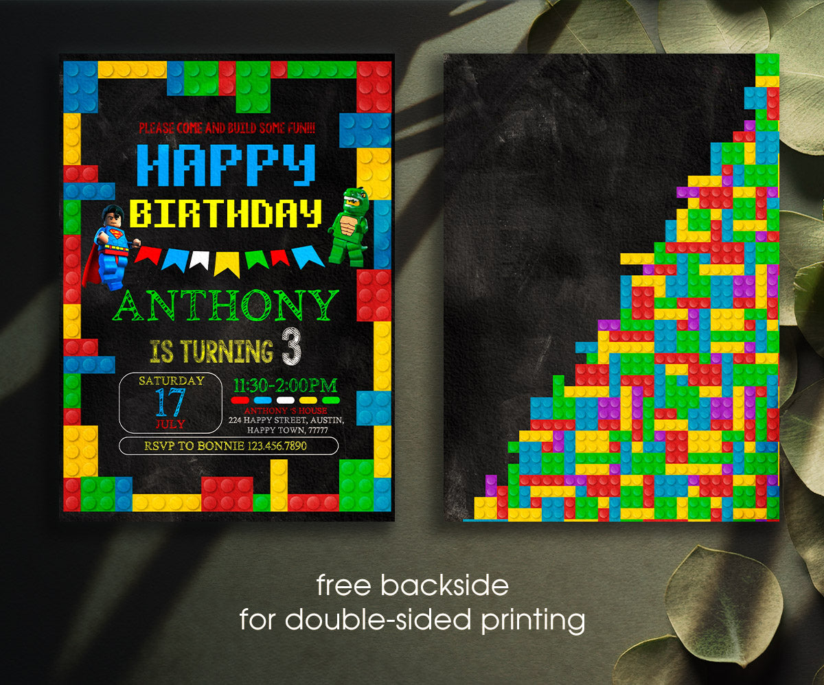 Lego Minifigures customizable invitation template | Share or Print | BX238