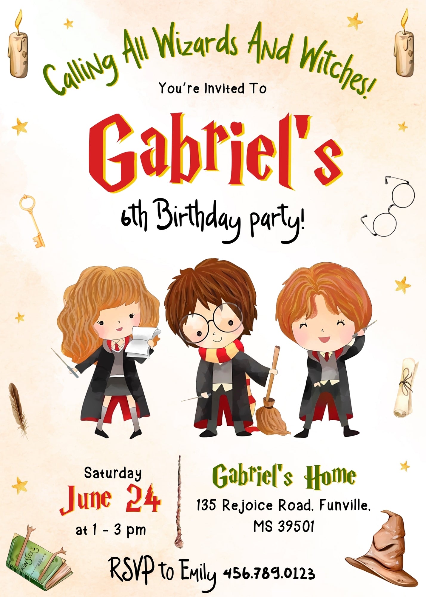 Harry Potter customizable invitation template | Share or Print | TE966