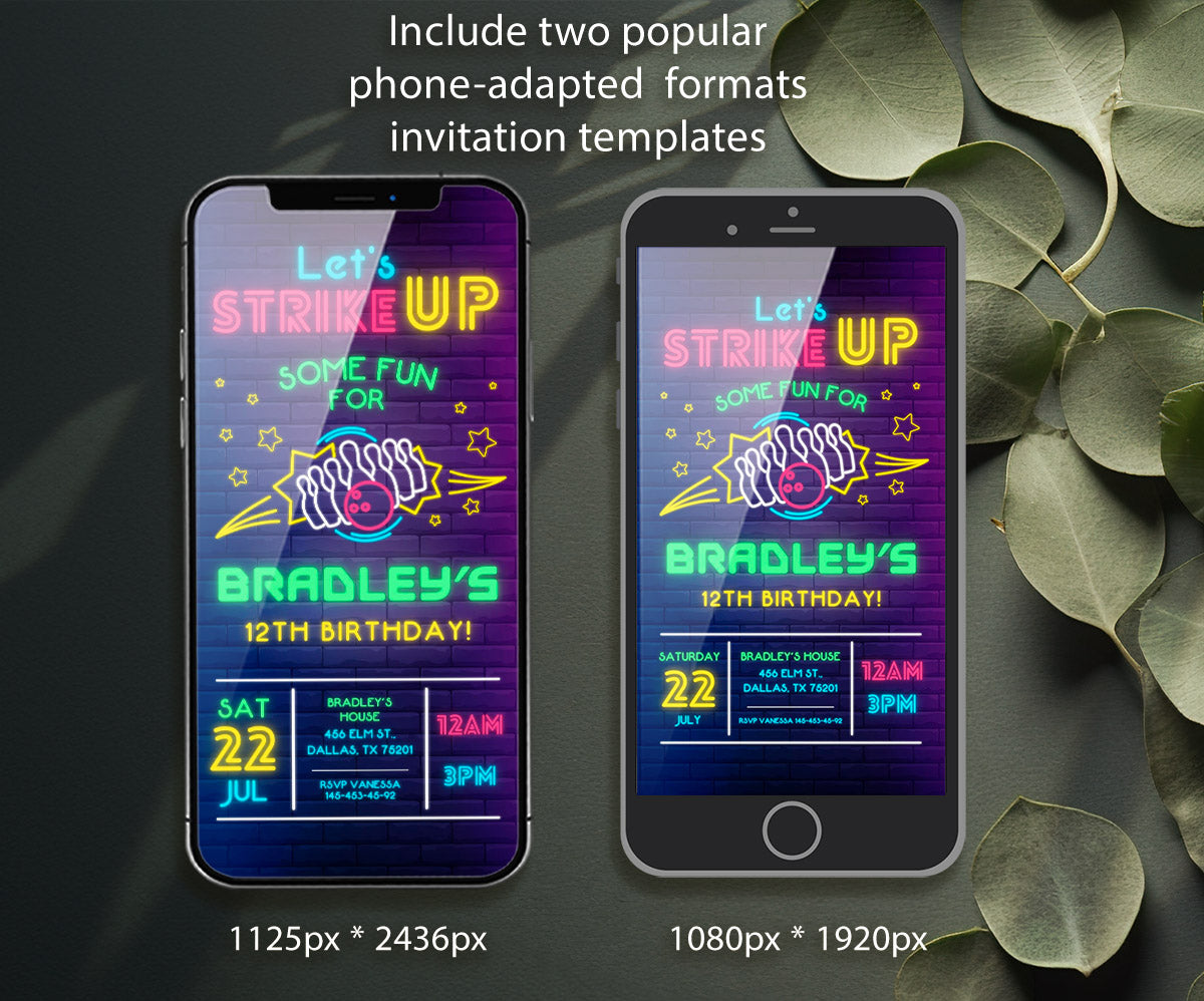 Bowling Strike Up customizable invitation template | Share or Print | MM112