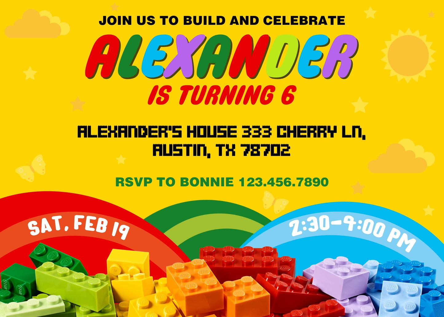 Lego customizable invitation template | Share or Print | AJ659