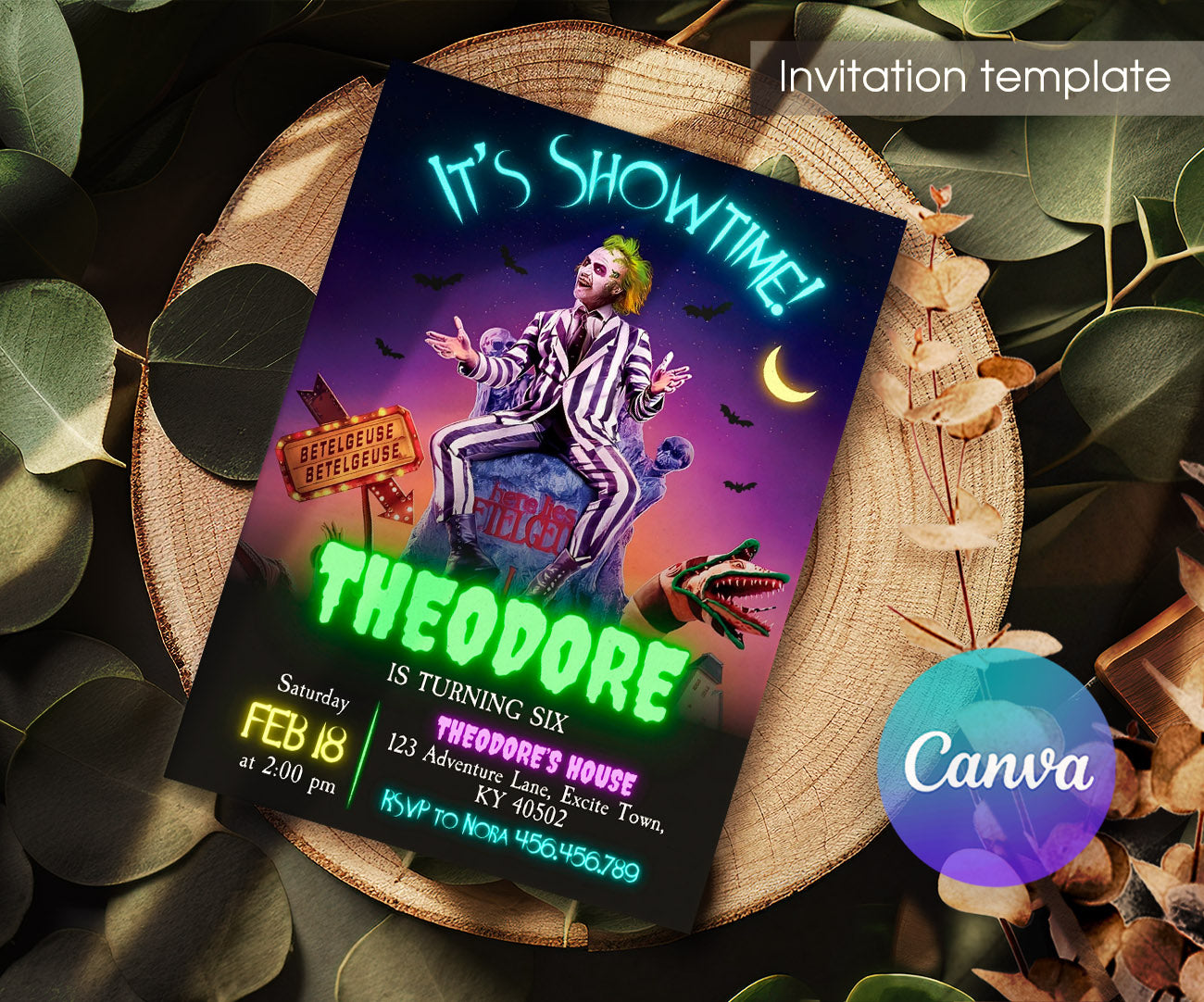 Beetlejuice Halloween customizable invitation template | Share or Print | AX257