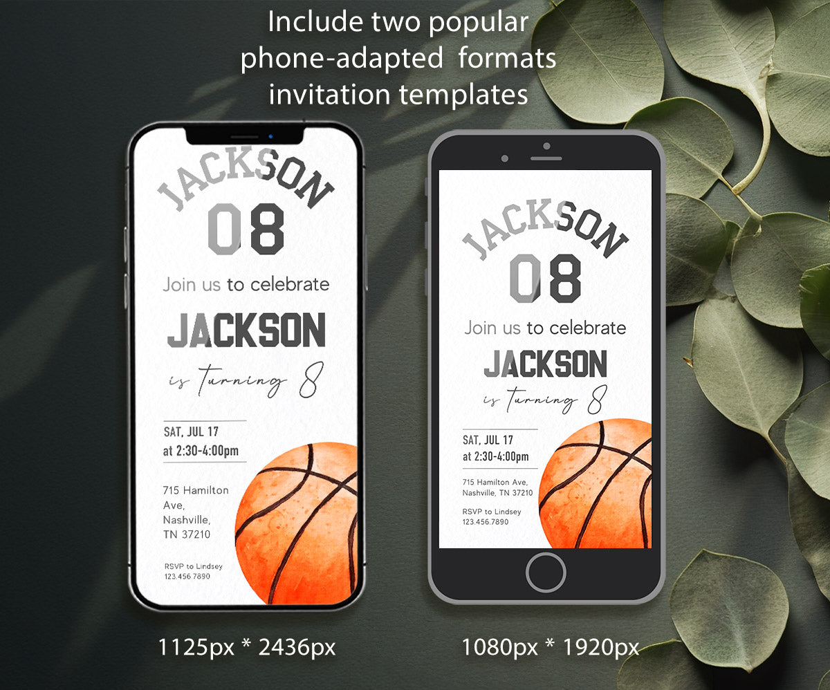 Basketball NBA Slam Dunk customizable invitation template | Share or Print | boy | NK224