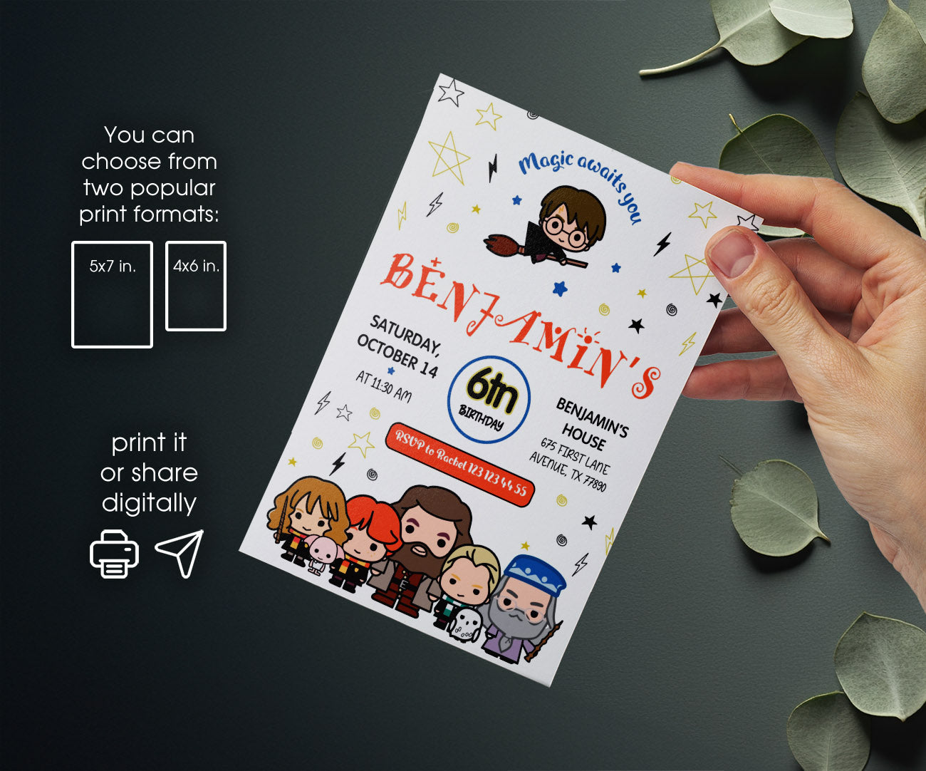 Harry Potter customizable invitation template | Share or Print | JC308