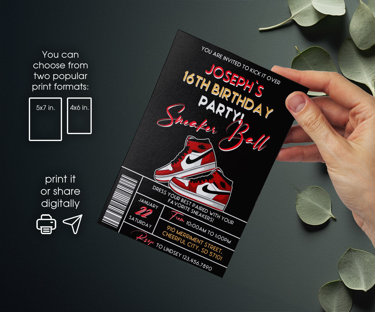 Sneaker Ball Air Jordan Nike customizable invitation template | Share or Print | HY971
