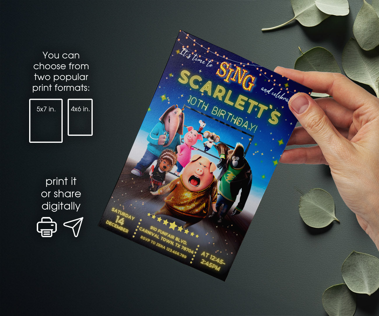 Sing Two Karaoke customizable invitation template | Share or Print | TA753