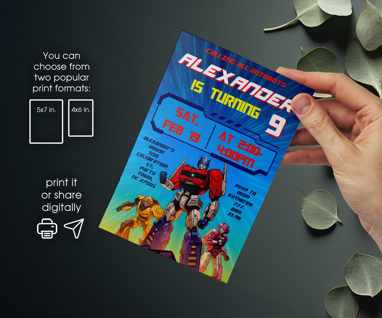 Transformers Rescue Bots customizable invitation template | Share or Print | boy | EO490