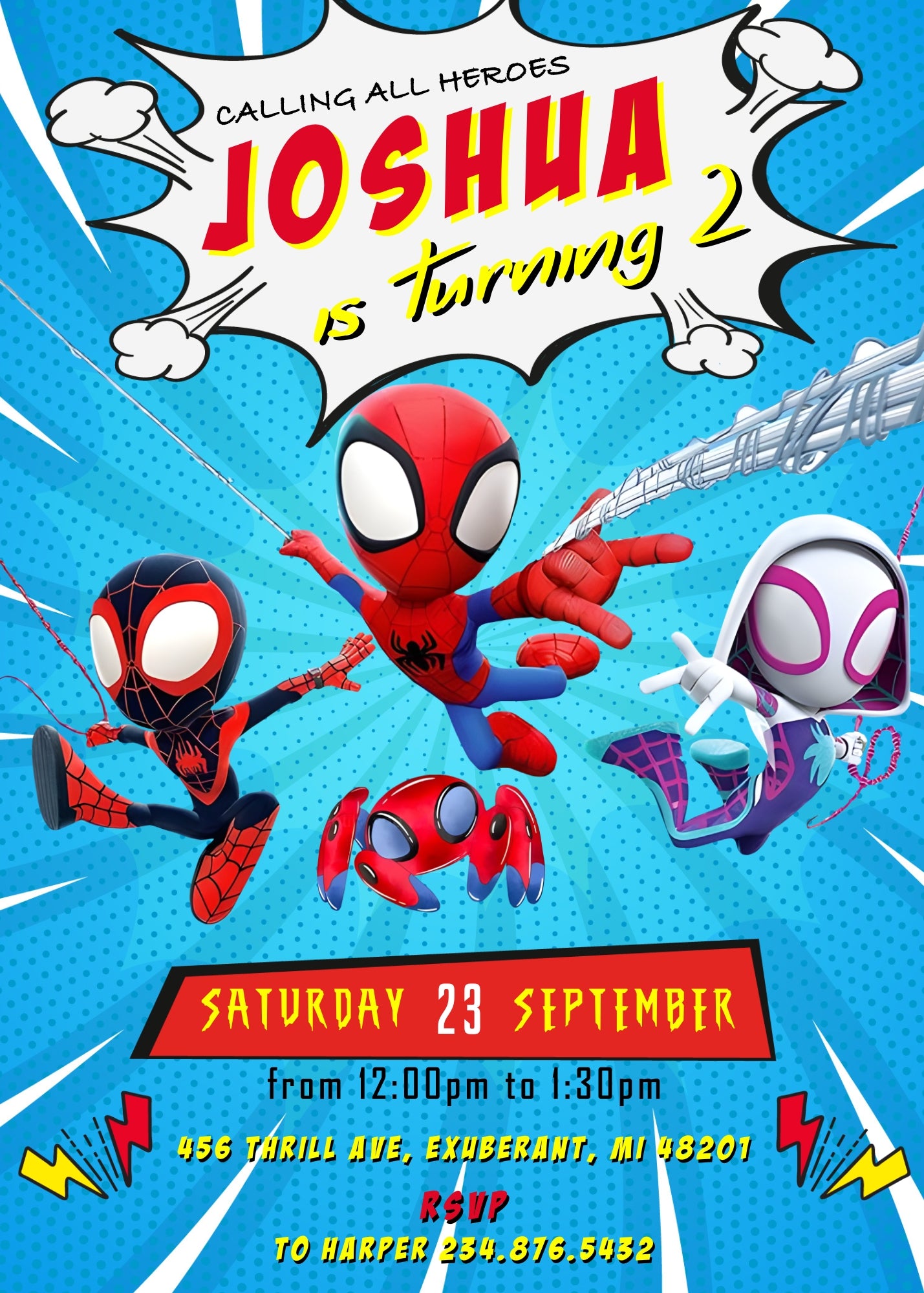 Spidey and His Amazing Friends customizable invitation template | Share or Print | boy | EC124