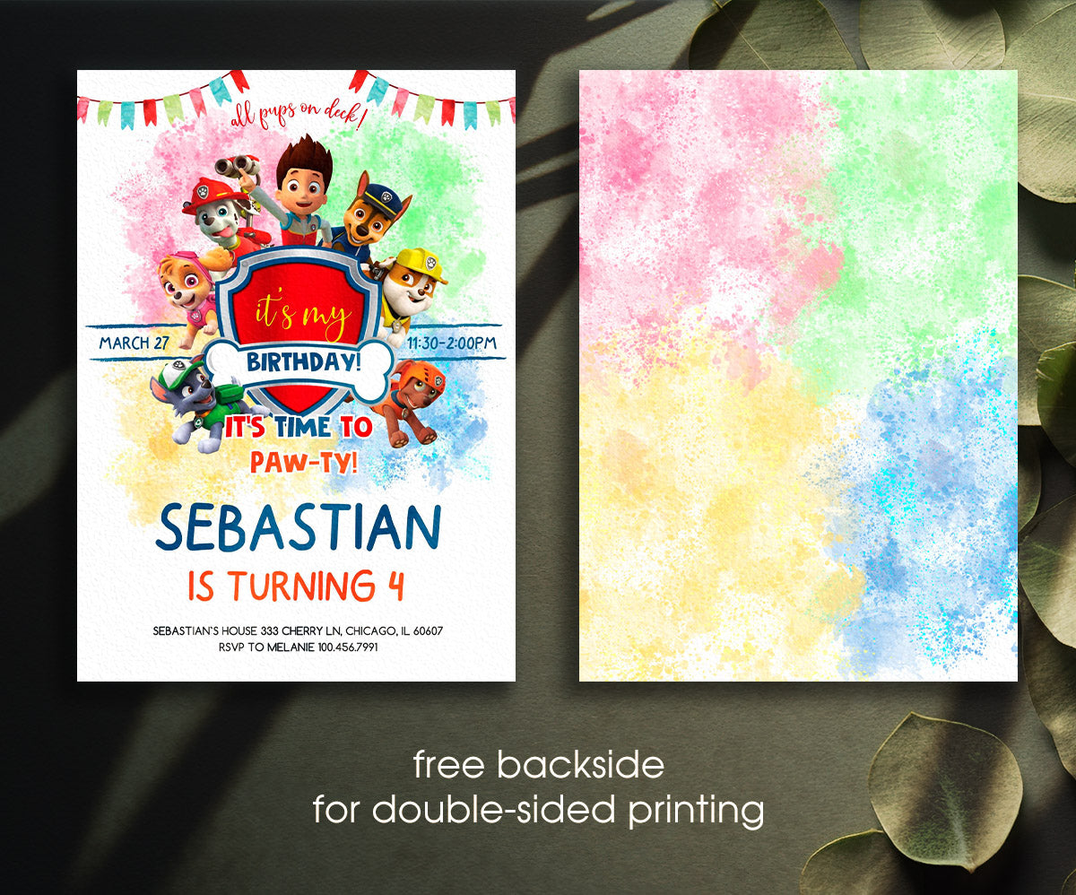 PAW Patrol customizable invitation template | Share or Print | SN563