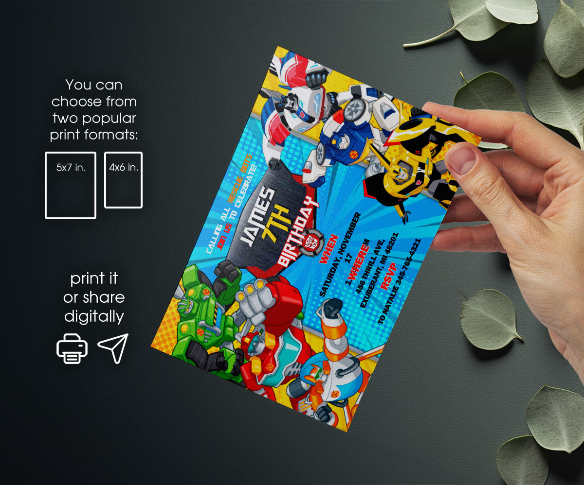 Transformers Rescue Bots customizable invitation template | Share or Print | boy | QQ503