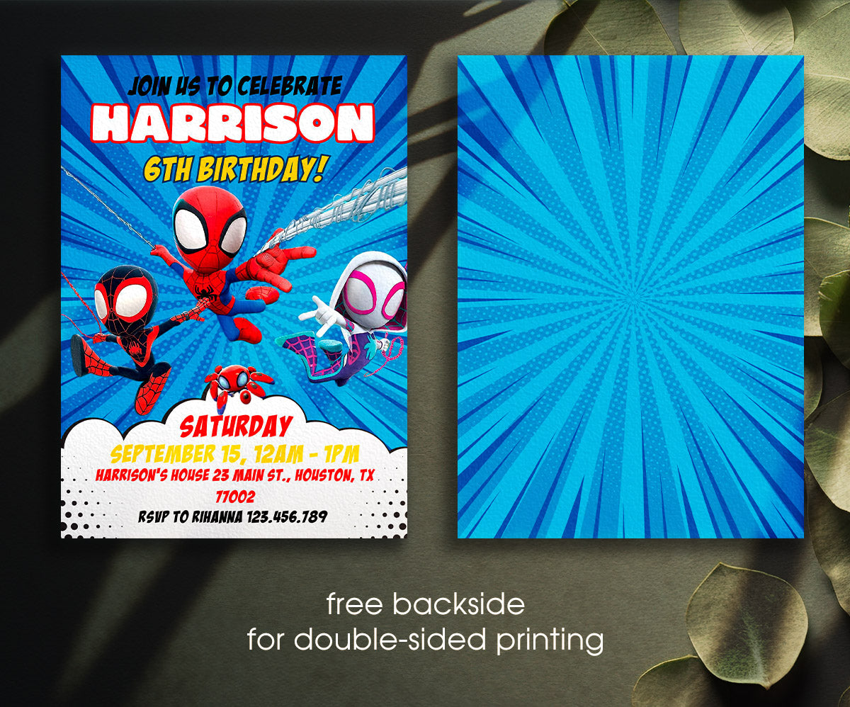 Spidey and His Amazing Friends customizable invitation template | Share or Print | boy | AY051