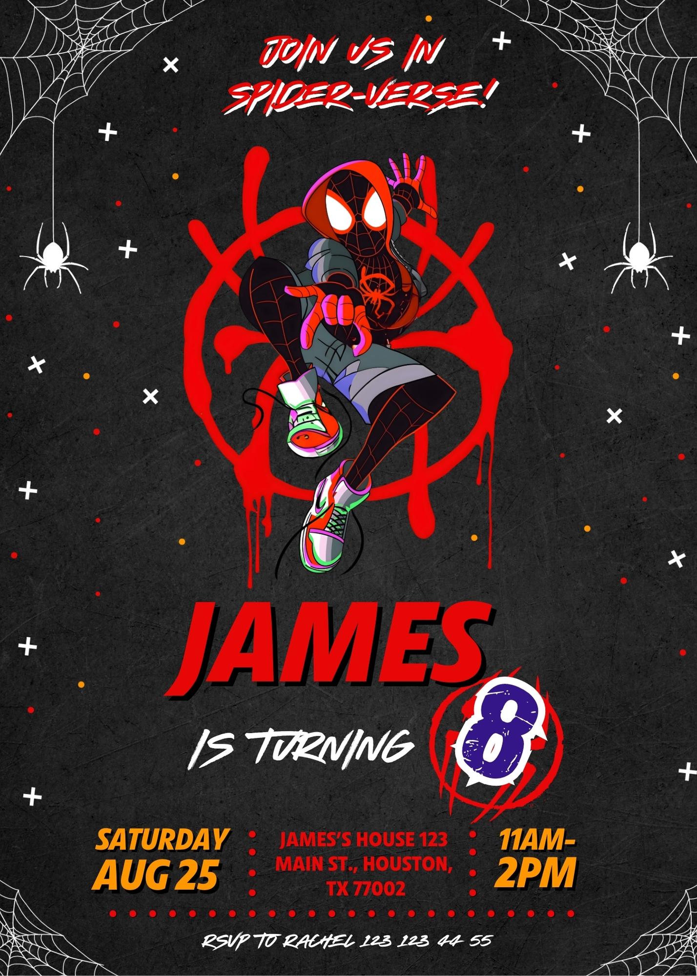 Spider Man Across the Spider-Verse customizable invitation template | Share or Print | boy | ZV555