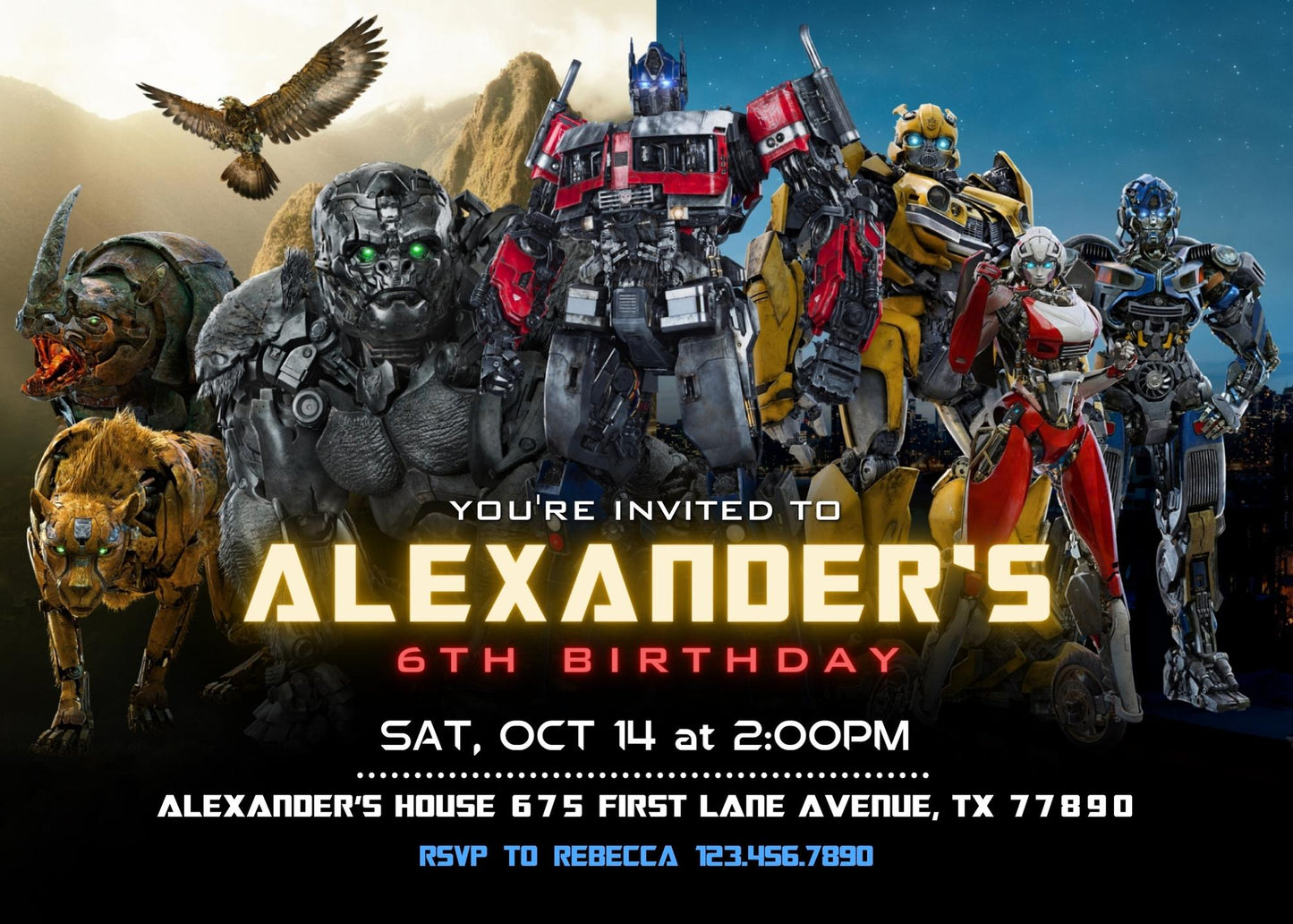 Transformers Rescue Bots customizable invitation template | Share or Print | boy | EL847