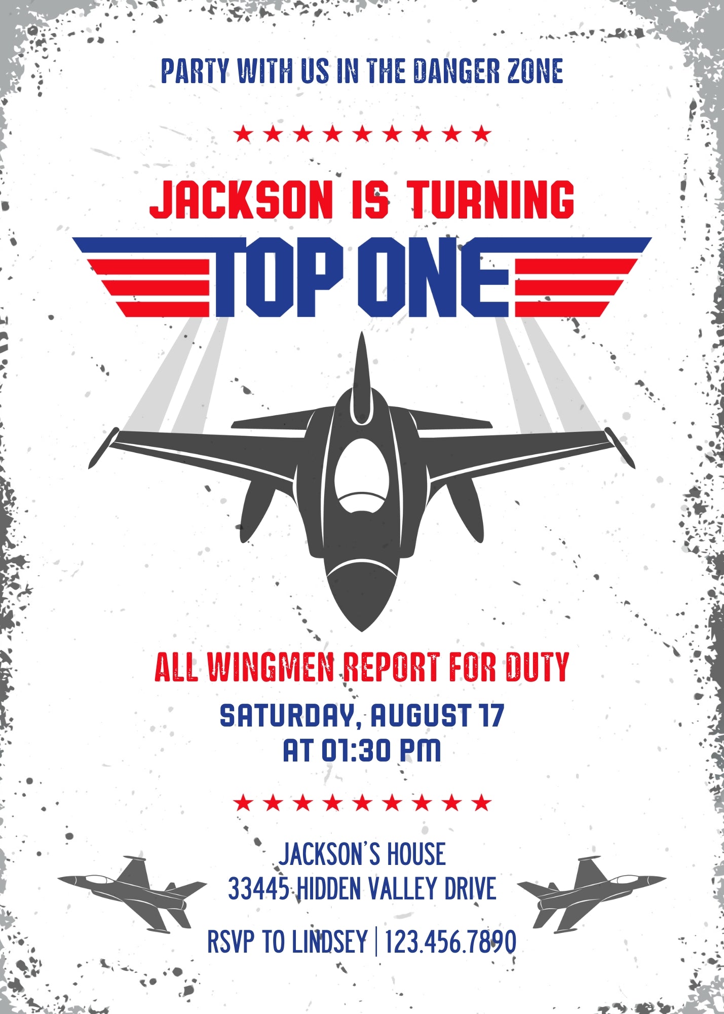 Top Gun One Jet Fighter customizable invitation template | Share or Print | boy | SX980