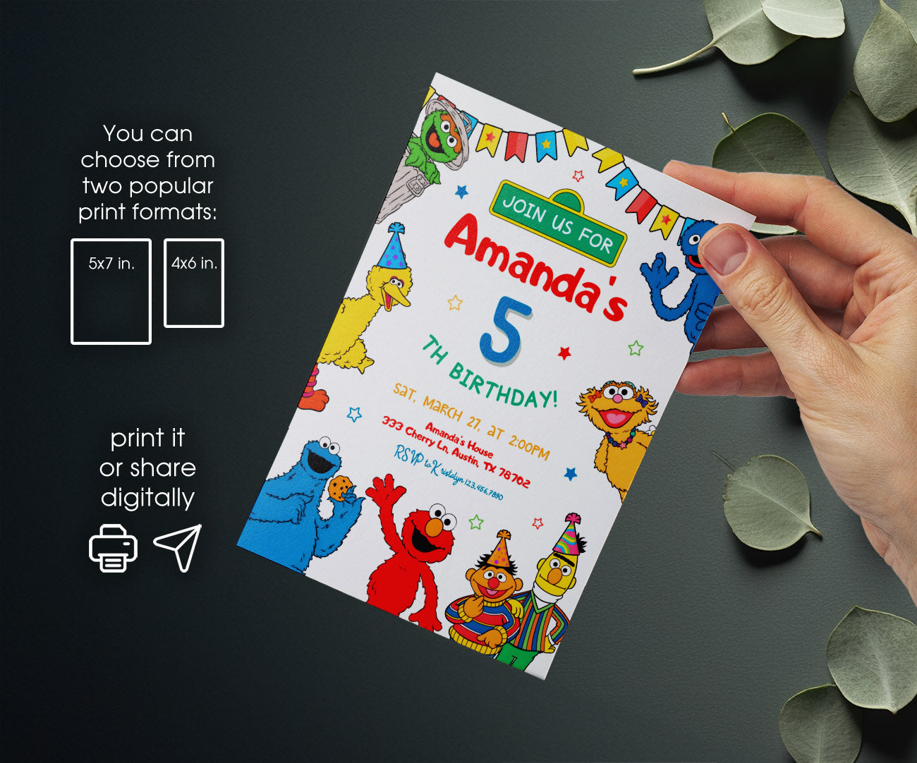 Sesame Street customizable invitation template | Share or Print | IZ353