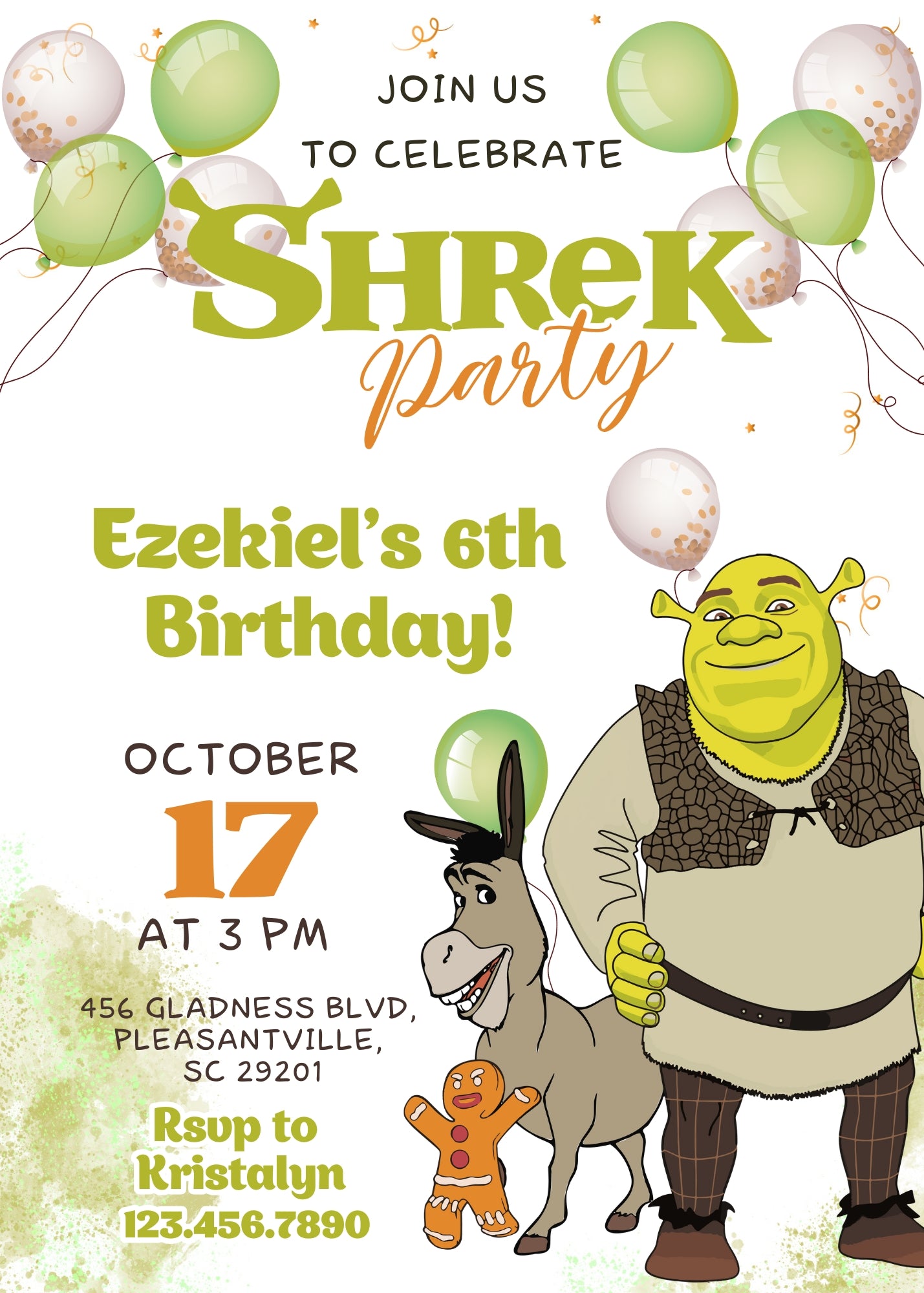 Shrek customizable invitation template | Share or Print | OZ667