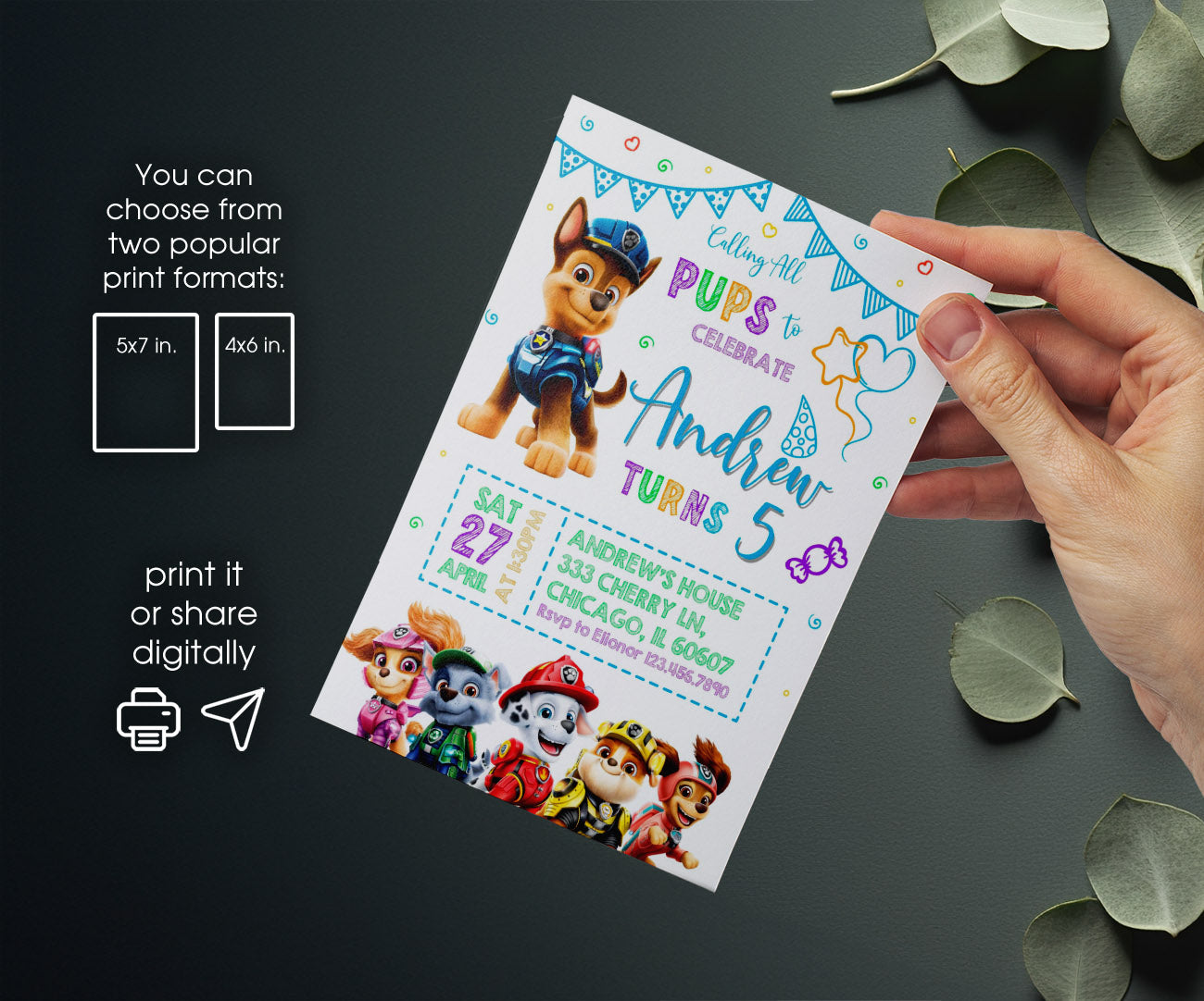 PAW Patrol customizable invitation template | Share or Print | UU262