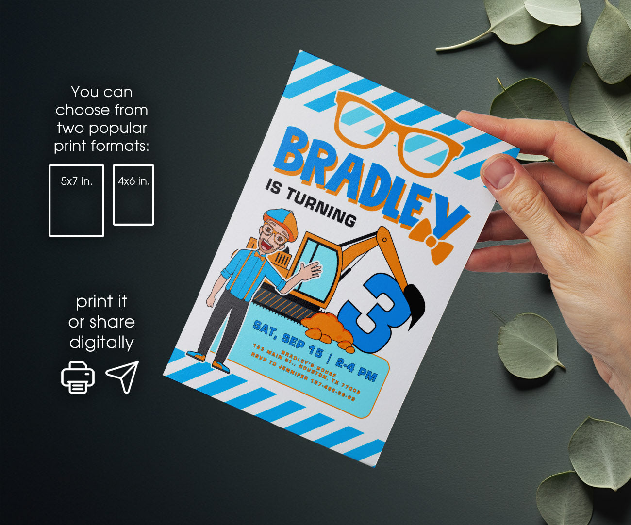Blippi customizable invitation template | Share or Print | HC738