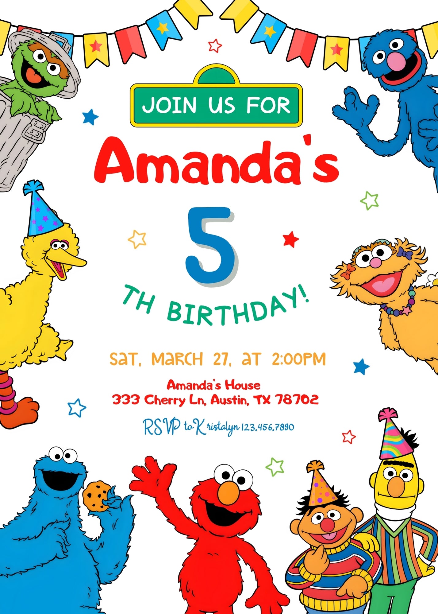 Sesame Street customizable invitation template | Share or Print | IZ353
