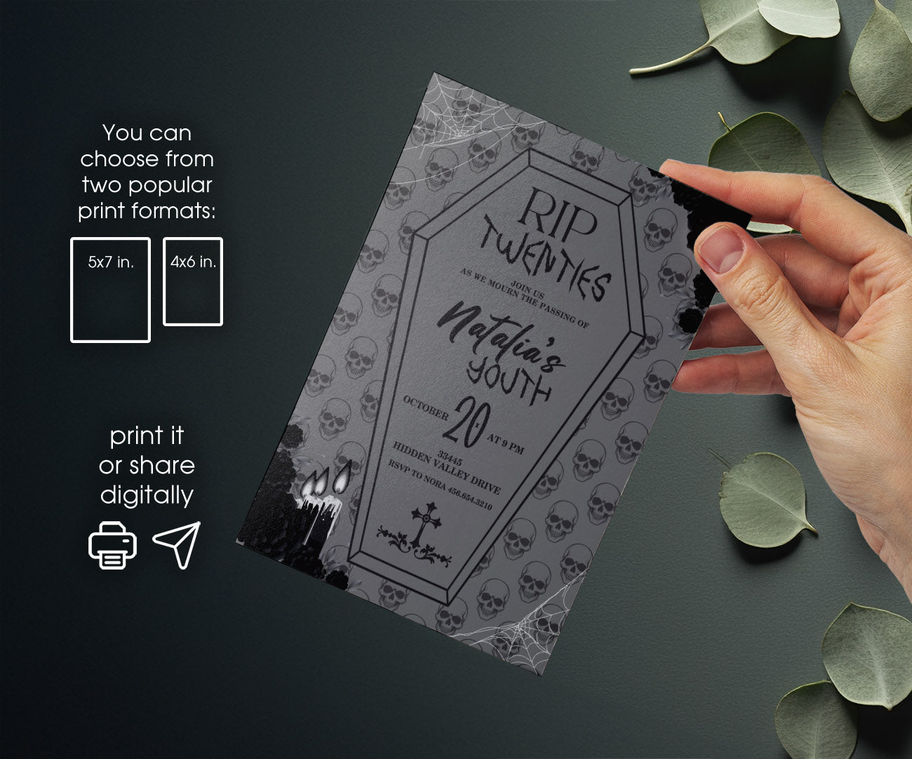 Rip Twenties Birthday customizable invitation template | Share or Print | BT054