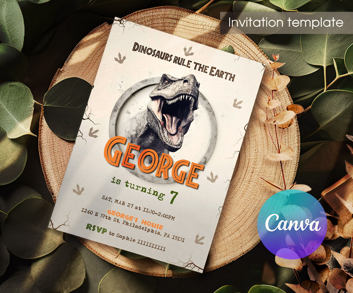 Jurassic World Dinosaur customizable invitation template | Share or Print | ZM988