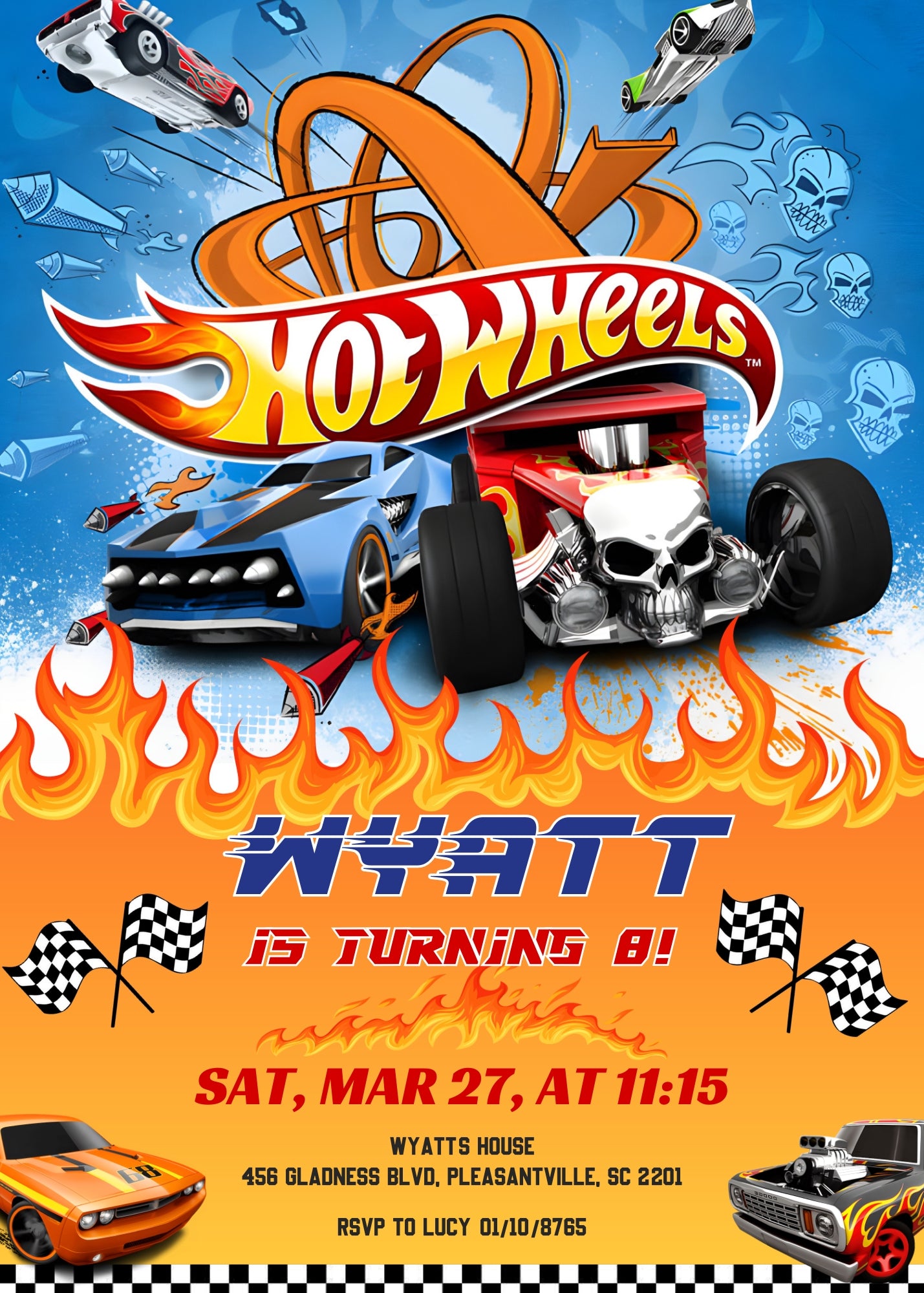 Hot Wheels Racing customizable invitation template | Share or Print | boy | VP883