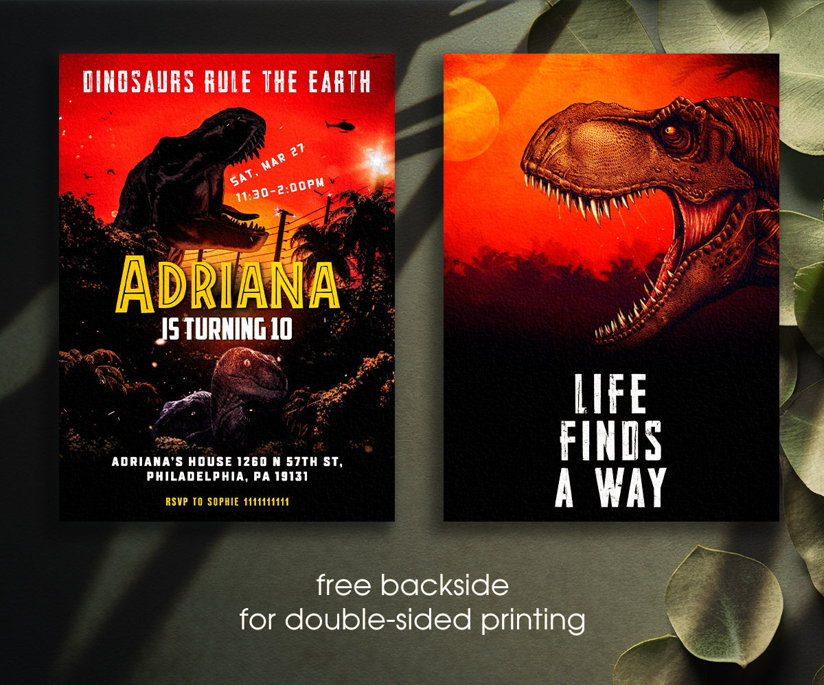 Jurassic World Dinosaur customizable invitation template | Share or Print | HM042