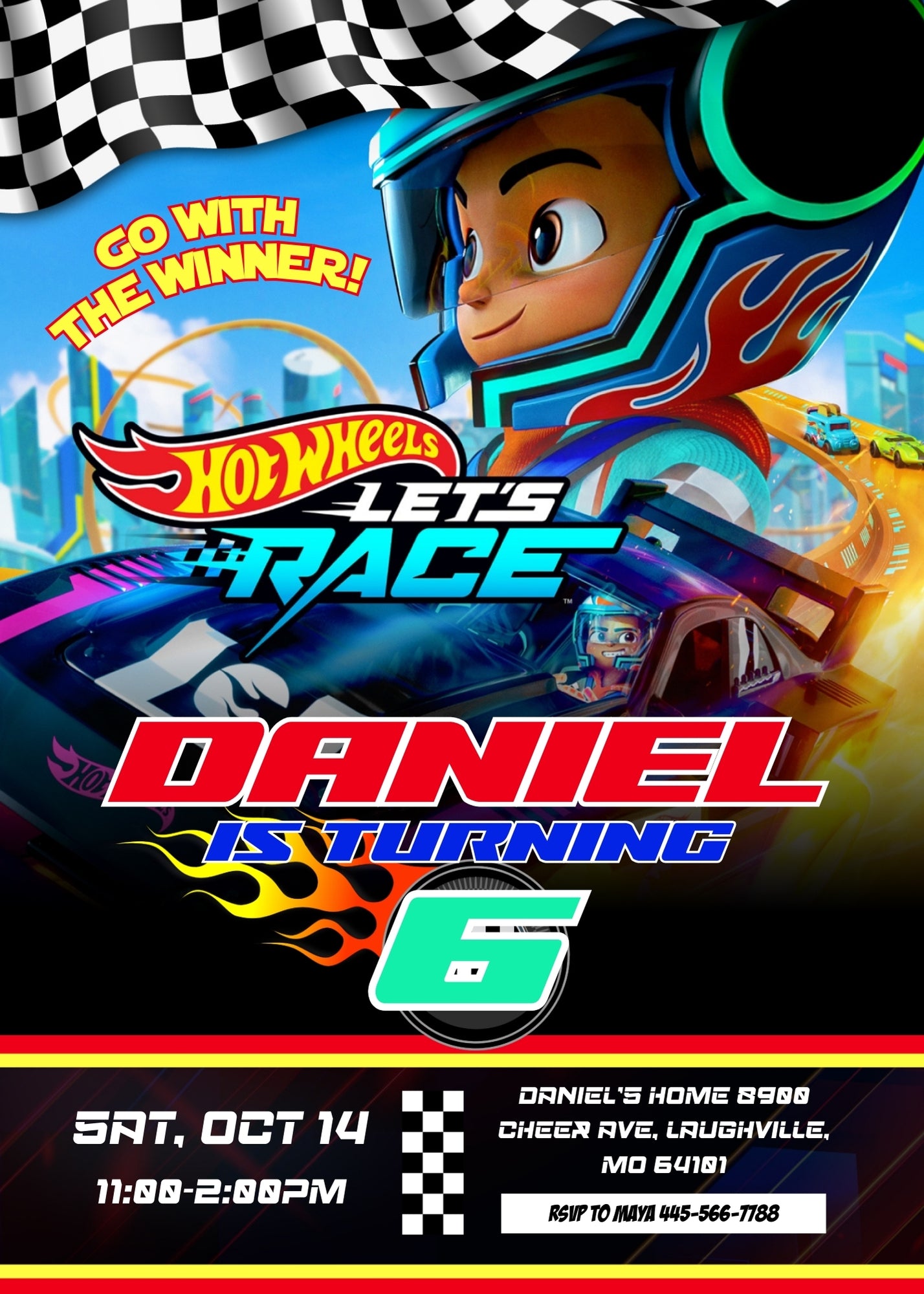 Hot Wheels Let's Race customizable invitation template | Share or Print | boy | ZN188