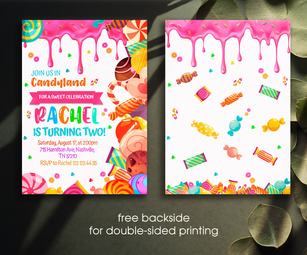 Candy Land Lollipop customizable invitation template | Share or Print | girl | EI101