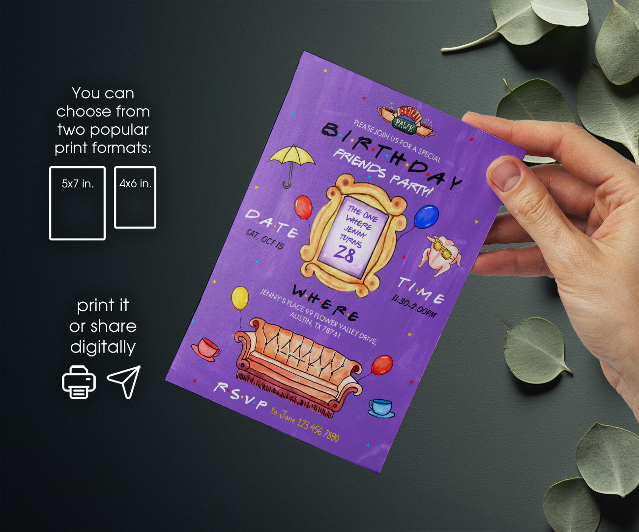 Friends TV Show customizable invitation template | Share or Print | ZB248