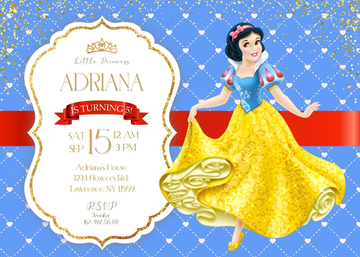 Snow White Princess customizable invitation template | Share or Print | girl | TP708