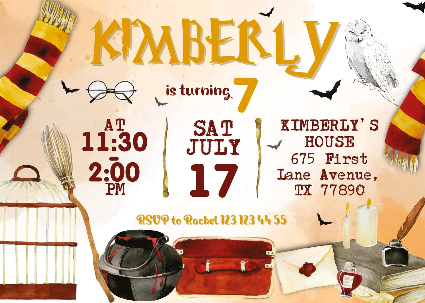 Harry Potter customizable invitation template | Share or Print | KE144