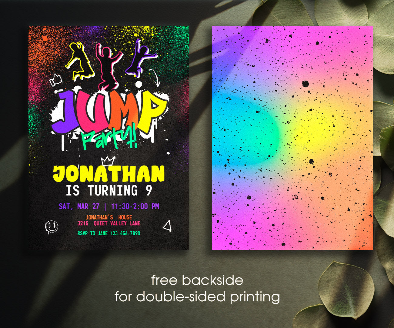 Trampoline Jump Party customizable invitation template | Share or Print | XE794