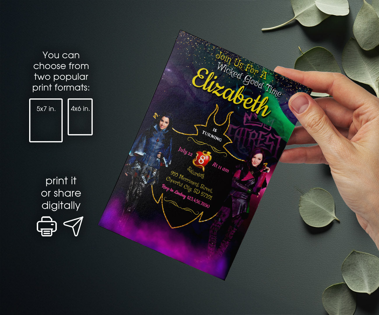 Descendants Disney customizable invitation template | Share or Print | AC144