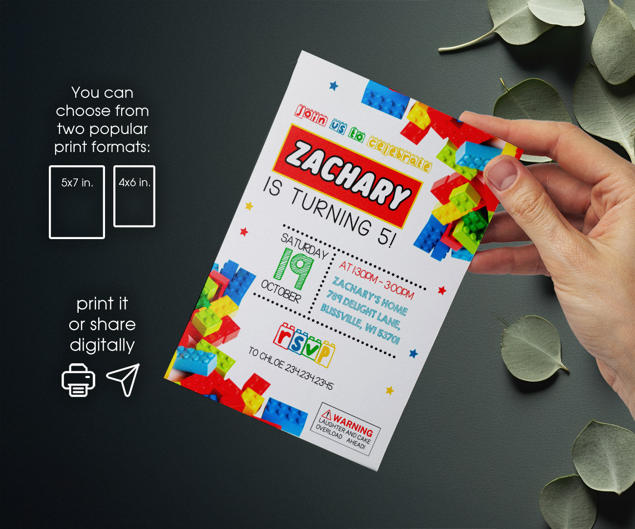 Lego customizable invitation template | Share or Print | AA433